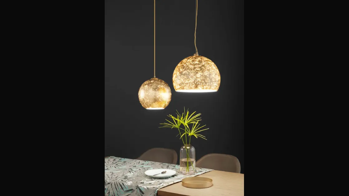 Lampada a sospensione Vanity in vetro con decoro foglia oro di FAN Europe