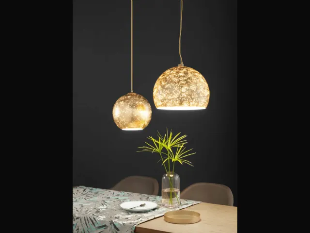 Lampada a sospensione Vanity in vetro con decoro foglia oro di FAN Europe