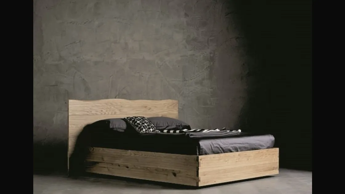 Letto con testiera in legno e box contenitore Wood di Alta Corte